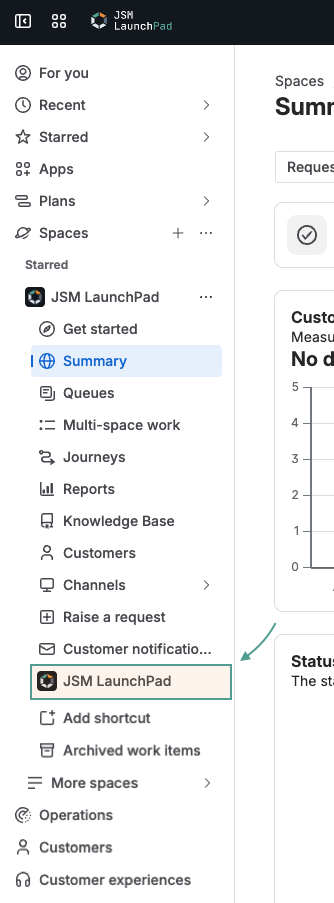 LaunchPad in the Jira space sidebar after installation